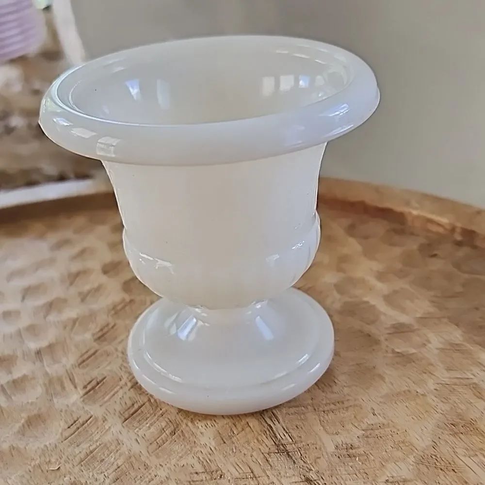 Vintage Milk Glass Akro Agate Mini Urn Shaped Custard Glass Coquette